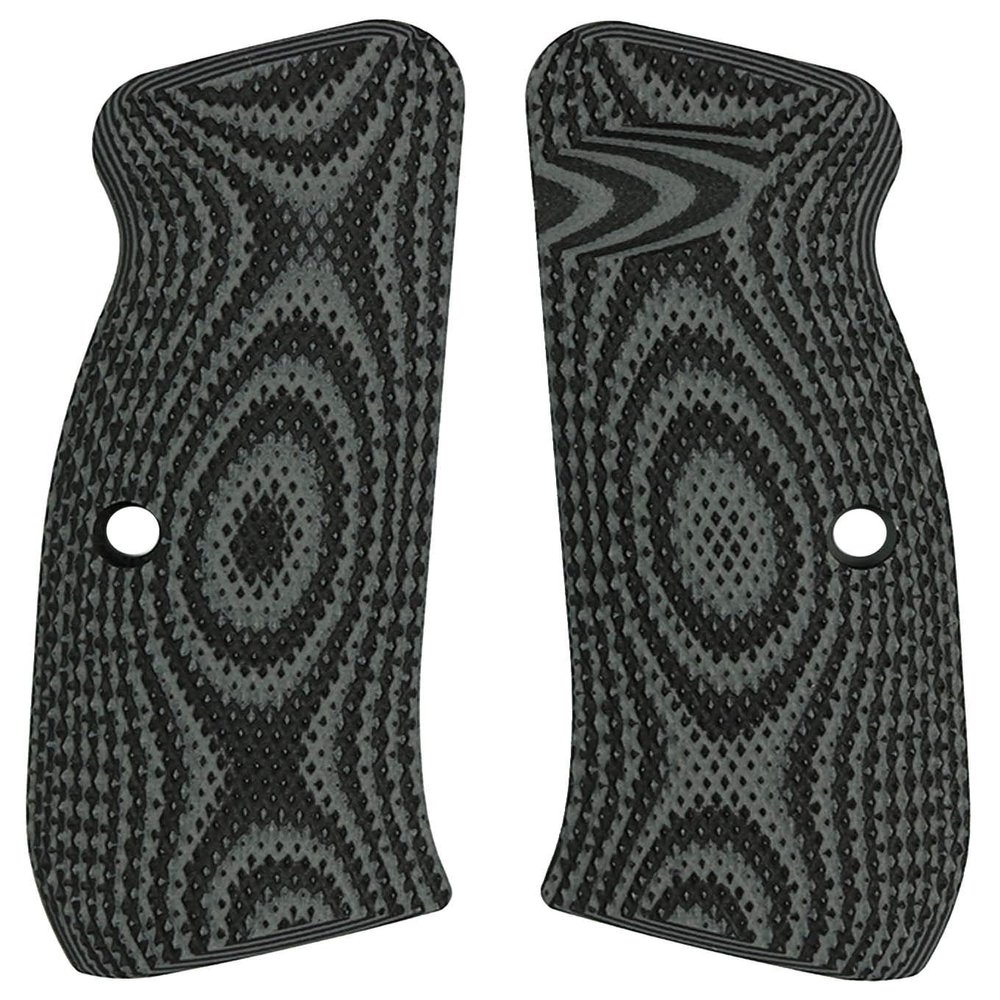 LOK Grips Compact CZ 75 Palm Swell Checkered G10 Grips Gray/Black
