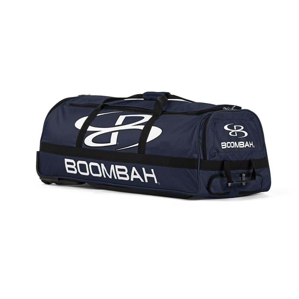 Boombah Brute Rolling Bat Bag - 35" x 15" x 12-1/2" - Navy - Holds 4 Bats and Room for Gear - Wheeled Bag