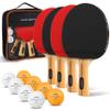 PRO-SPIN Ping Pong Paddles - High-Performance Set with Premium Table Tennis Rackets, 3-Star Ping Pong Balls, Compact Storage Case (4-Player Set, Red) view 1