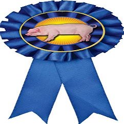 Blue Hog Blue Rosette Ribbon, Hog Rosette Trophy Ribbon Award Prize, 50 Pack Prime