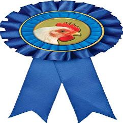 Chicken Blue Rosette Ribbon, Chicken Trophy Ribbon Award Prize, 50 Pack Prime