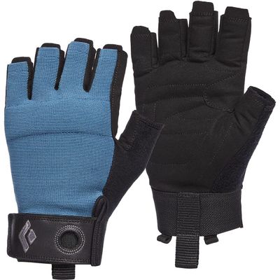 BLACK DIAMOND Men's Crag Half-Finger Gloves | Breathable Stretch Mesh | Synthetic Leather Palm | Lightweight Protection for Belaying & Via Ferrata | Astral Blue | Large