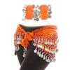 Aulufft 1 PCS Belly Dance Skirt and 2 PCS Belly Dance Wrist Ankle Bracelets Orange view 1