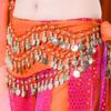 Aulufft 1 PCS Belly Dance Skirt and 2 PCS Belly Dance Wrist Ankle Bracelets Orange view 2