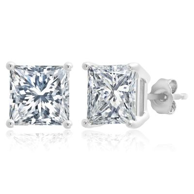 925 Sterling Silver Cubic Zirconia Stud Earrings for Women| Hypoallergenic Princess Cubic Zirconia Earrings Studs | Anti Tarnishing CZ Sterling Silver Studs by MAX + STONE