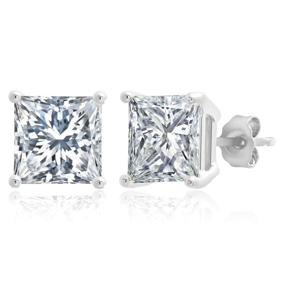 925 Sterling Silver Cubic Zirconia Stud Earrings for Women| Hypoallergenic Princess Cubic Zirconia Earrings Studs | Anti Tarnishing CZ Sterling Silver Studs by MAX + STONE