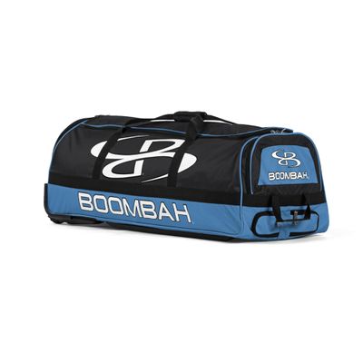 Boombah Brute Rolling Bat Bag - 35" x 15" x 12-1/2" - Black/Columbia - Holds 4 Bats and Room for Gear - Wheeled Bag