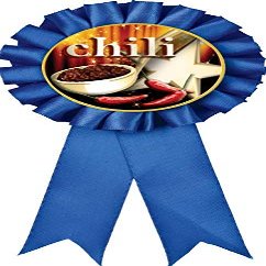 Chili Pot Blue Rosette Ribbon, Chili Cook Off Trophy Ribbon Award Prize, 50 Pack Prime
