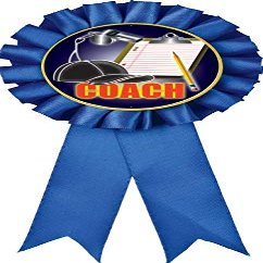 Coach Blue Rosette Ribbon, Coaching Trophy Ribbon Award Prize, 50 Pack Prime