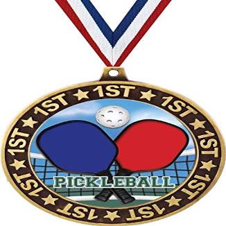 Pickleball 1st Place Perimeter Medal Gold, 2.75" Pickleball Prizes, Kids Pickleball Trophy Medal Awards 10 Pack Prime