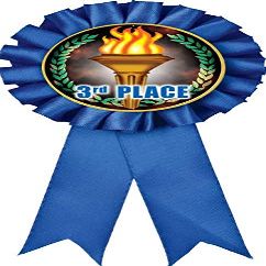 3rd Place Blue Rosette Ribbon, Third Place Trophy Ribbon Award Prize, 50 Pack Prime