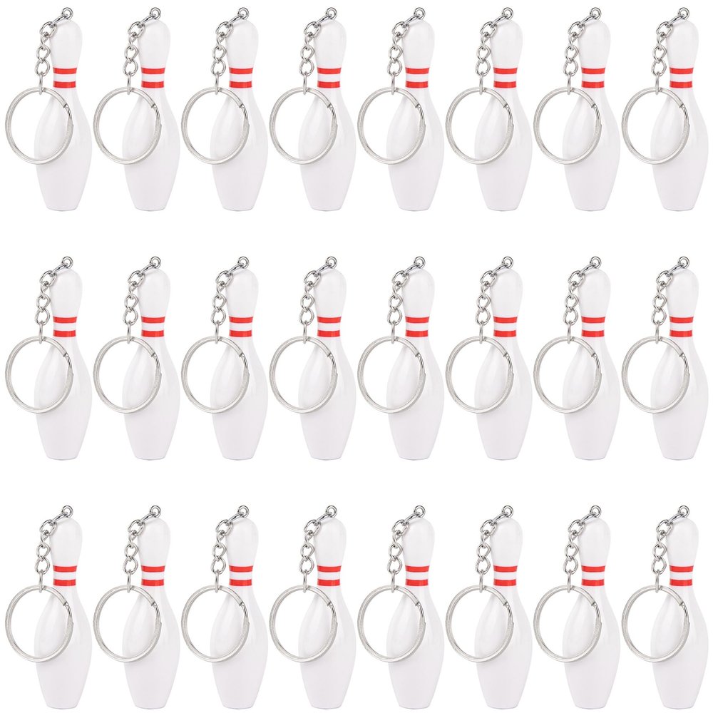 AUEAR, 12 Pack Bowling Pin Keychain 3 Inch Sport for Backpack Hook Educational Tool DIY Craft Accesories