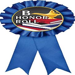 B Honor Roll Blue Rosette Ribbon, Honor Roll Trophy Ribbon Award Prize, 50 Pack Prime