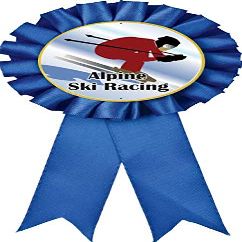 Alpine Ski Racing Blue Rosette Ribbon, Downhill Skiing Trophy Ribbon Award Prize, 50 Pack Prime