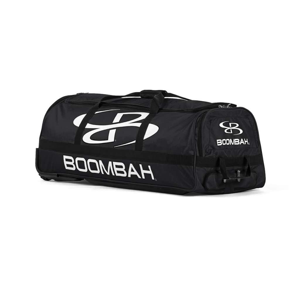 Boombah Brute Rolling Bat Bag - 35" x 15" x 12-1/2" - Black - Holds 4 Bats and Room for Gear - Wheeled Bag