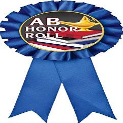 AB Honor Roll Blue Rosette Ribbon, Honor Roll Trophy Ribbon Award Prize, 50 Pack Prime