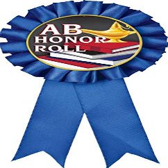 AB Honor Roll Blue Rosette Ribbon, Honor Roll Trophy Ribbon Award Prize, 50 Pack Prime