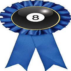 Billiards Blue Rosette Ribbon, Billiards 8 Ball Trophy Ribbon Award Prize, 50 Pack Prime