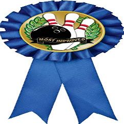 Bowling Blue Rosette Ribbon, Bowling Most Improved Trophy Ribbon Award Prize, 50 Pack Prime