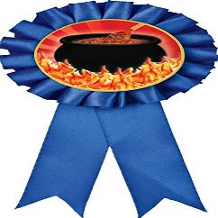 Chili Cook Off Blue Rosette Ribbon, Flaming Hot Chili Pot Trophy Ribbon Award Prize, 100 Pack Prime
