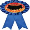 Chili Cook Off Blue Rosette Ribbon, Flaming Hot Chili Pot Trophy Ribbon Award Prize, 100 Pack Prime view 1