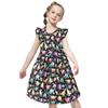 EISHOW Cute Baby Girls Casual Tutu Sundress Fly Sleeve Pajamas Nightgown Cartoon Dinosaur Print Summer Princess Party Dress Clothes (Black Dinosaur, 5-6 Years) view 1