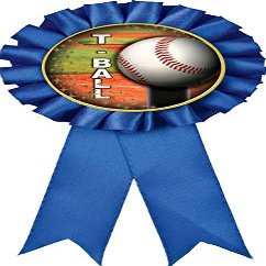 Kids Baseball Blue Rosette Ribbon, T Ball Trophy Ribbon Award Prize, 50 Pack Prime