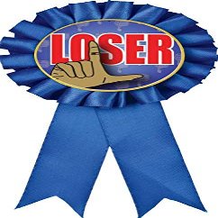 Loser Blue Rosette Ribbon, Funny Last Place Trophy Ribbon Award Prize, 50 Pack Prime