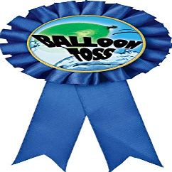 Balloon Toss Blue Rosette Ribbon, Water Balloon Toss Trophy Ribbon Award Prize, 50 Pack Prime