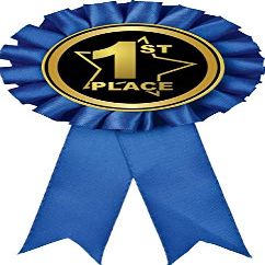 1st Place Blue Rosette Ribbon, First Place Trophy Ribbon Award Prize, 20 Pack