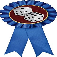 Casino Blue Rosette Ribbon, Poker Casino Dice Trophy Ribbon Award Prize, 50 Pack Prime