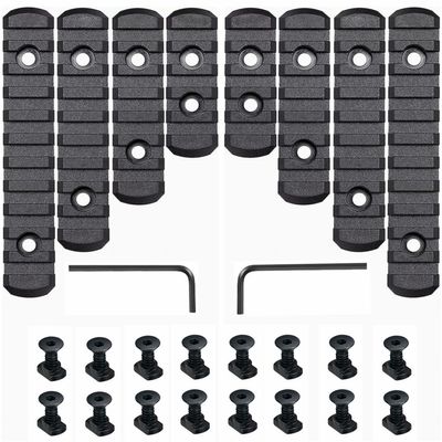 Pecawen 8 Pack Picatinny Rail Polymer Picatinny Rail Single Picatinny Rail, 5 5 7 7 9 9 11 11 Slots Black