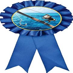 Fishing Blue Rosette Ribbon, Fishing Rod Fish Trophy Ribbon Award Prize, 10 Pack Prime