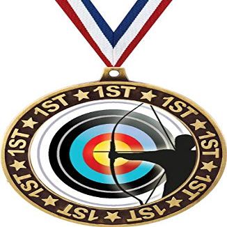Archery 1st Place Perimeter Medal Gold, 2.75" Archery Shooter Prizes, Kids Archery Trophy Medal Awards 50 Pack Prime