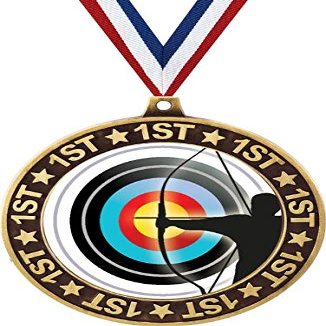 Archery 1st Place Perimeter Medal Gold, 2.75" Archery Shooter Prizes, Kids Archery Trophy Medal Awards 50 Pack Prime