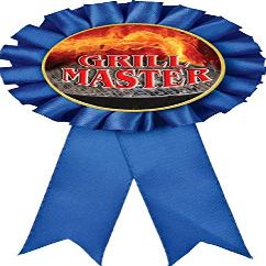 Grill Master Blue Rosette Ribbon, Grilling Competition Trophy Ribbon Award Prize, 50 Pack Prime