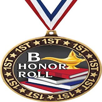 B Honor Roll 1st Place Perimeter Medal Gold, 2.75" Honor Roll Prizes, Kids Honor Roll Trophy Medal Awards 10 Pack Prime