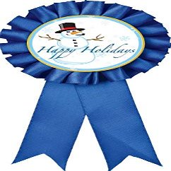 Happy Holidays Blue Rosette Ribbon, Holiday Trophy Ribbon Award Prize, 100 Pack