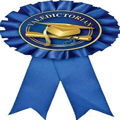 Graduation Blue Rosette Ribbon, Graduate Valedictorian Trophy Ribbon Award Prize, 50 Pack Prime
