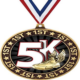 5K Race 1st Place Perimeter Medal Gold, 2.75" 5K Prizes, Kids Racing Trophy Medal Awards 50 Pack Prime