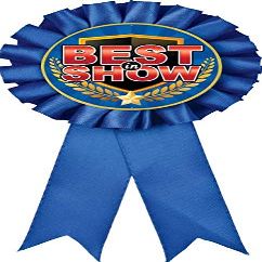 Best in Show Blue Rosette Ribbon, Best in Show Trophy Ribbon Award Prize, 50 Pack Prime