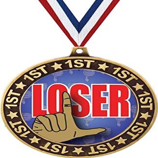 Loser 1st Place Perimeter Medal Gold, 2.75" Funny Last Place Prizes, Kids Joke Trophy Medal Awards 100 Pack Prime