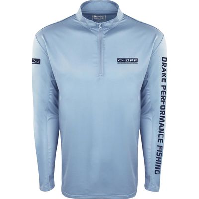 Drake Waterfowl Shield 4 Arched Mesh Back 1/4 Zip L/S Light Blue 2Xlarge