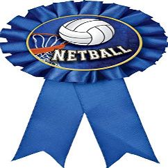 Netball Blue Rosette Ribbon, Netball Trophy Ribbon Award Prize, 50 Pack Prime