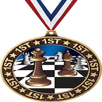 Chess 1st Place Perimeter Medal Gold, 2.75" Chess Tournament Prizes, Kids Chess Trophy Medal Awards 100 Pack