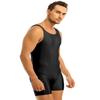Kaerm Mens Sleeveless Slim Fit Leotard Bodysuit Boxers Shorts Stretch Tank Tops Sport Gym Dance Unitard Black X-Large view 3