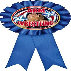 Arm Wrestling Blue Rosette Ribbon, Wrestling Trophy Ribbon Award Prize, 50 Pack Prime