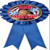 Arm Wrestling Blue Rosette Ribbon, Wrestling Trophy Ribbon Award Prize, 50 Pack Prime view 1