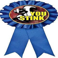You Stink Blue Rosette Ribbon, Funny Loser Trophy Ribbon Award Prize, 50 Pack