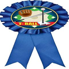 T Ball Blue Rosette Ribbon, Youth Baseball Tball Trophy Ribbon Award Prize, 50 Pack Prime